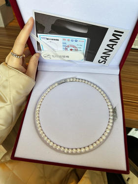 佐奈美（SANAMI）S925银 轻奢银近圆淡水珍珠项链