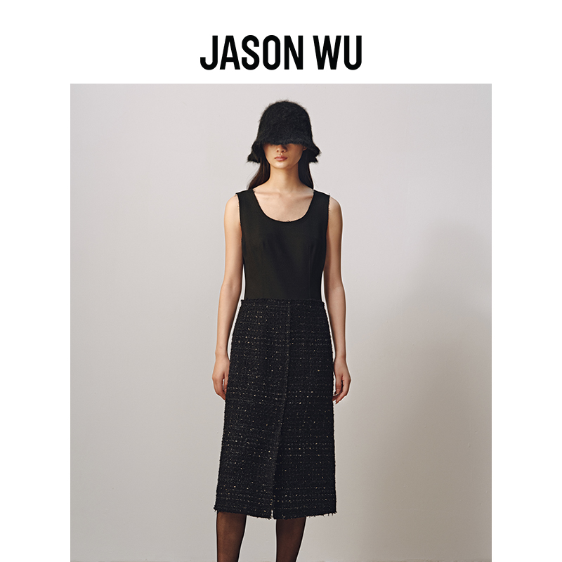 【JASON WU】秋冬新款羊毛粗花呢背心式裙子长裙连衣裙