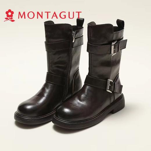 D121688厚底骑士靴女双口袋英伦风复古马丁靴短靴 商品图2