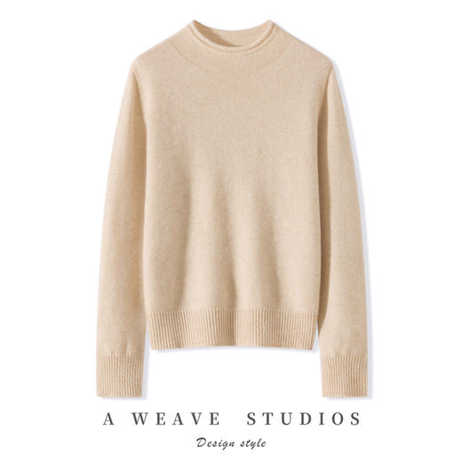 【清河羊毛羊绒专场】鹿展Z230女士一线成衣卷边半高领羊绒衫 商品图7