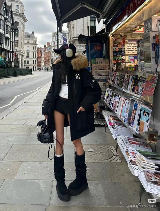 D121698貉子毛领工装派克服连帽羽绒服百搭通勤男女情侣款 商品图5