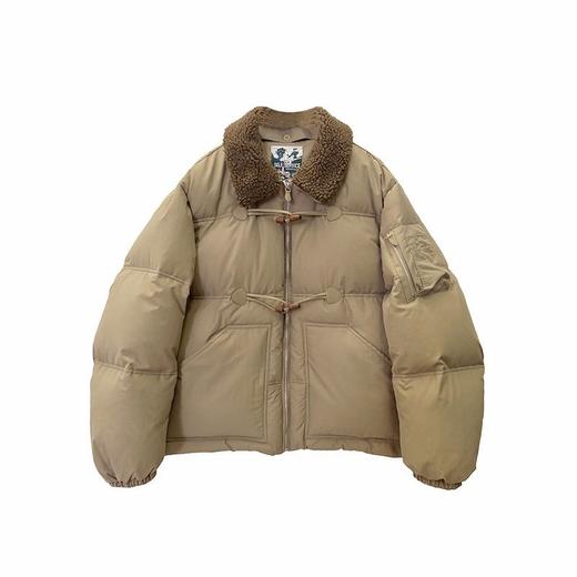 韩国羊羔毛翻领撞色牛角扣短款羽绒棉外套 商品图1