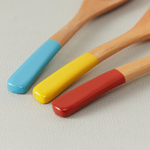 分色木质长柄勺子调羹咖啡勺甜品勺3支装 商品图7