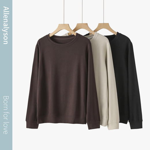 柔柔软软糯糯男女同款弹力打底衫，抗起球莱赛尔超细手感细腻舒适柔软糯手感 商品图4