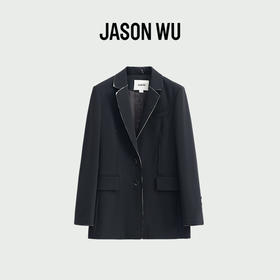 (秋冬新品)【JASON WU】25年新款长袖精纺羊毛修身撞色毛边西装