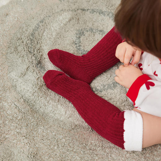 【新年季】迷你巴拉巴拉宝宝婴儿袜子新生儿柔软透气红色长袜2双 商品图4