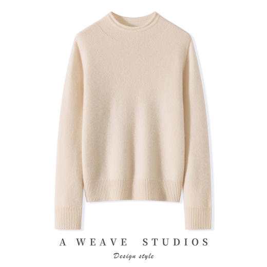 【清河羊毛羊绒专场】鹿展Z230女士一线成衣卷边半高领羊绒衫 商品图6