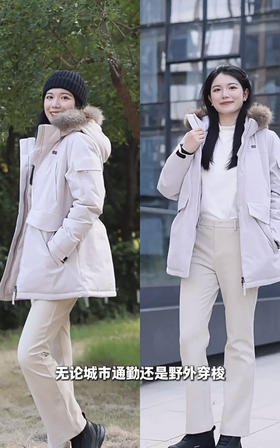 1216-6 福利特惠 两颗树 女士 大毛领 派克羽绒服