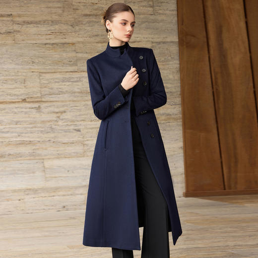 IWY/藏青色羊毛呢子大衣秋冬新款高级感气质通勤职业装外套女WC367 商品图1