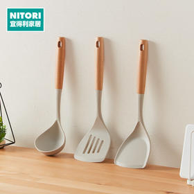 NITORI宜得利家居厨具不易伤锅料理工具木柄硅胶中华铲硅胶勺硅胶铲