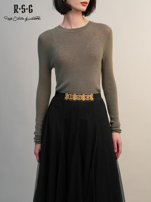 郭培成衣RSG「双生纱梦」网纱波点刺绣黑色半身裙2025时尚新品 商品图3