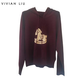 VIVIAN LIU薇薇安刘D2566303冬女装新款连帽提花小马套头毛衫