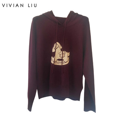 VIVIAN LIU薇薇安刘D2566303冬女装新款连帽提花小马套头毛衫 商品图0