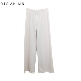 VIVIAN LIU薇薇安刘C2557502秋女装新款松紧腰系带直通长裤