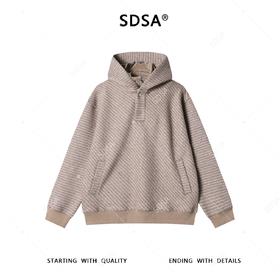 SDSA男士秋冬新款痞帅男装简约斜纹按扣立领连帽卫衣百搭时尚上衣