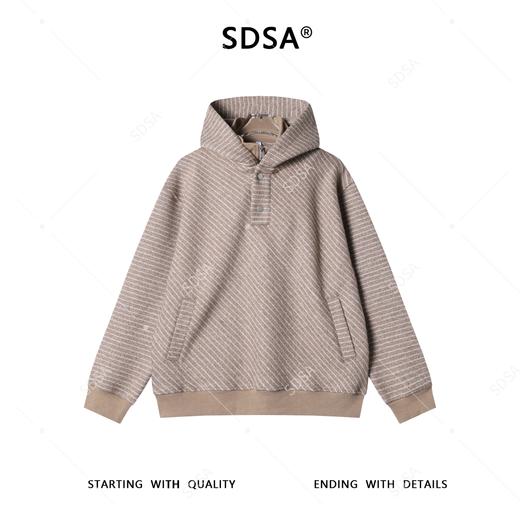 SDSA男士秋冬新款痞帅男装简约斜纹按扣立领连帽卫衣百搭时尚上衣 商品图0