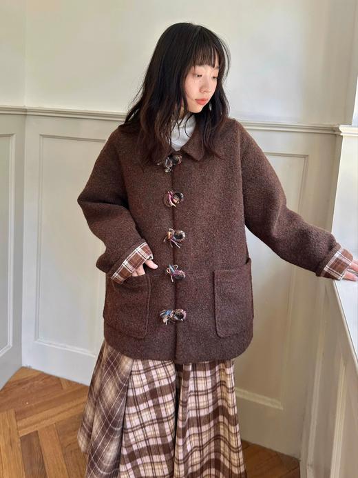 nothe Case布然/NC253209/「焦糖彩圈」手工编织纽扣大衣 商品图0