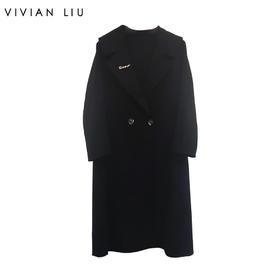 VIVIAN LIU薇薇安刘A2559309秋女装新款大翻领带胸针收腰长款大衣