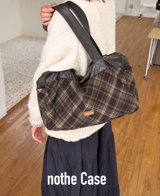 nothe Case布然/NC253109/「挪威苔原」复古格纹拼接单肩包 商品图0