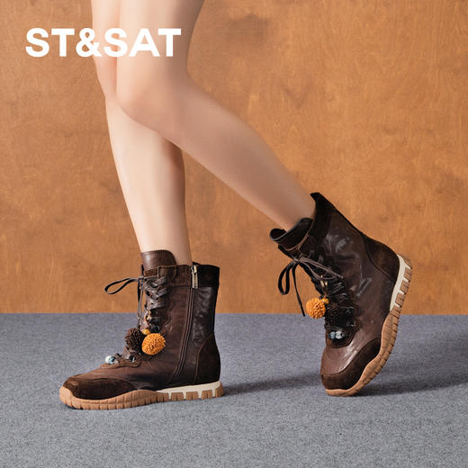 星期六复古拼接休闲户外拳击靴SSD4116193 商品图2