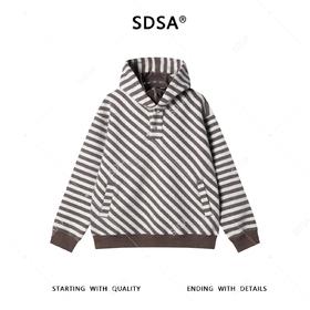 SDSA男士秋冬新款痞帅男装韩版撞色斜纹按扣立领连帽卫衣百搭时