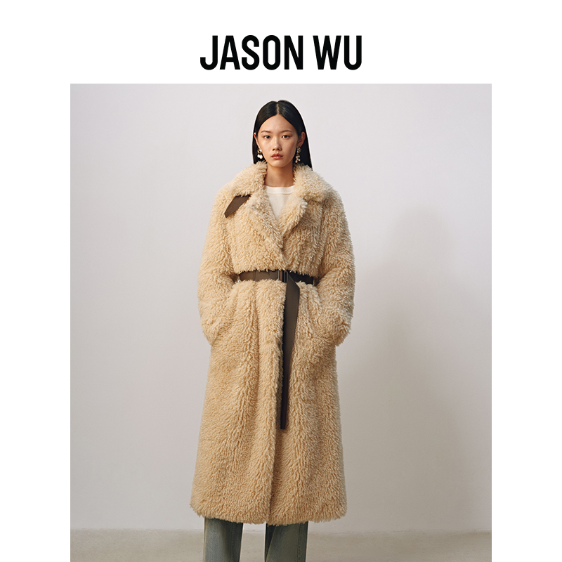 【JASON WU】(多色)秋冬新款环保皮草直身长大衣 环保皮草直身长大衣