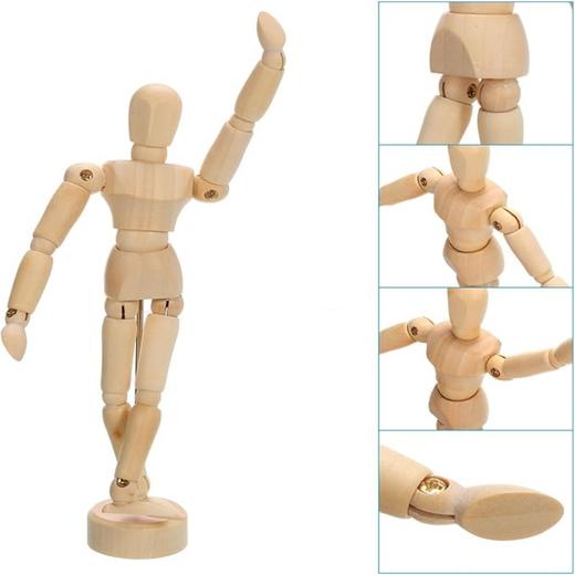 5.5英寸木制人体模型木偶 艺术家素描人体模型 素描绘画家庭装饰摆件 灵活可移动关节 商品图2