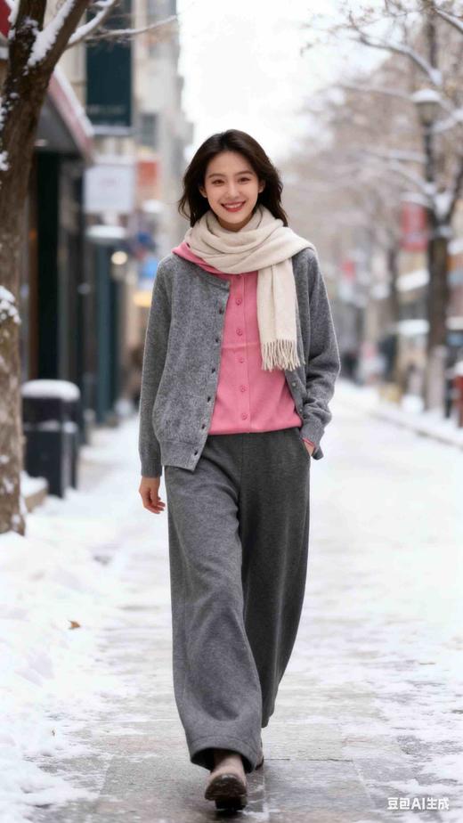 58G739全毛假两件开衫连帽毛衣 商品图3