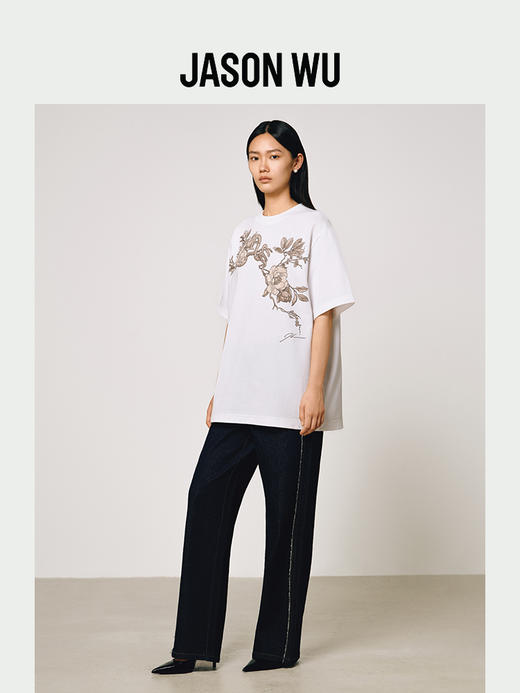 【JASON WU】简约通勤毛边直筒裤阔腿长裤休闲牛仔裤女 商品图1