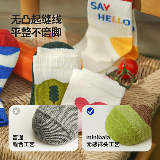 【3双装】迷你巴拉巴拉宝宝袜子儿童柔软棉弹萌趣中筒袜子春秋款 商品图2