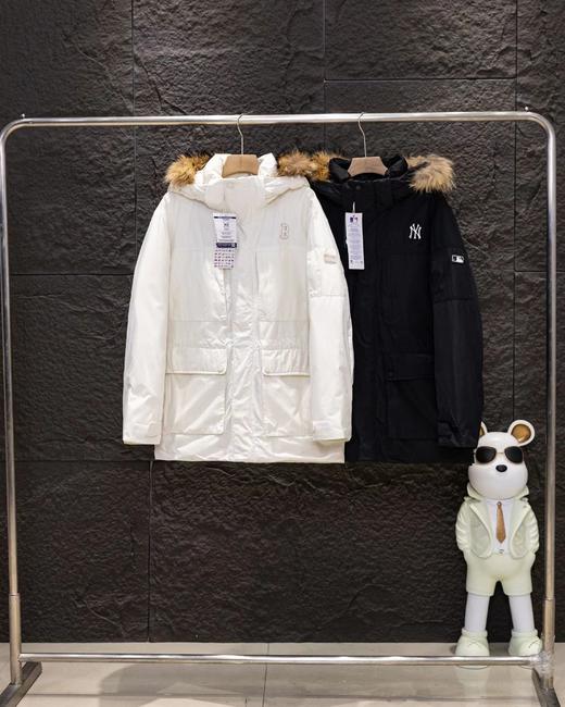 D121698貉子毛领工装派克服连帽羽绒服百搭通勤男女情侣款 商品图1