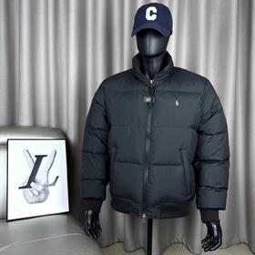 D121606新款刺绣小马立领羽绒服拉链皮绳小标外套夹克