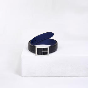 【Camille Fournet】黑色湛蓝色牛皮双面皮带