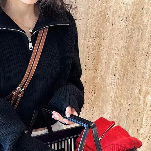 【短款慵懒风小个子毛衣】半拉链高领毛衣女 秋冬针织衫外穿软糯宽松上衣潮  商品图8