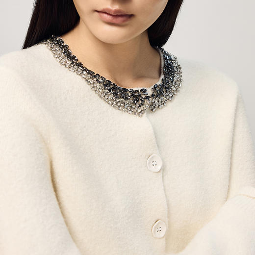 【JASON WU】2025秋冬新款时尚气质优雅钻饰肌理感休闲开衫针织衫上衣 商品图4