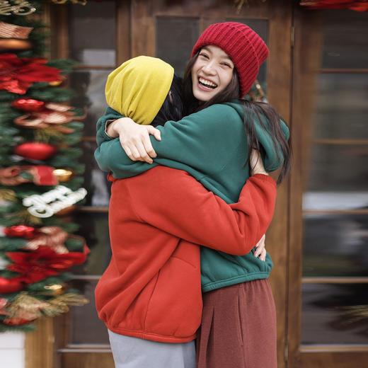 绽放818朵/连帽棉摇粒绒开襟长袖卫衣女松弛慵懒感休闲开衫外套 商品图1