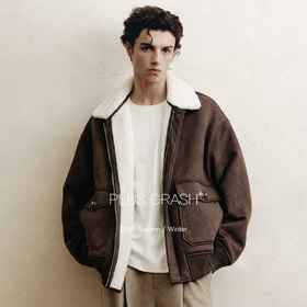 PLUS CRASH复古翻领夹克加绒厚款保暖休闲夹克外套PC55TJ66