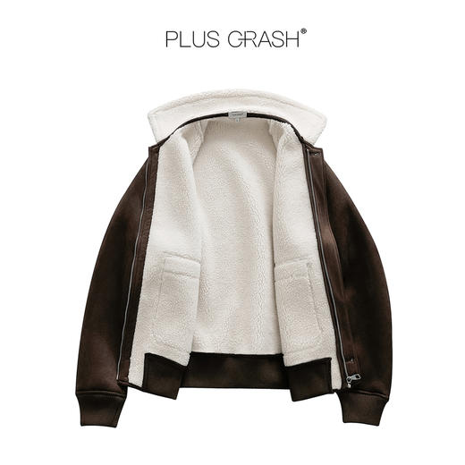 PLUS CRASH复古翻领夹克加绒厚款保暖休闲夹克外套PC55TJ66 商品图4