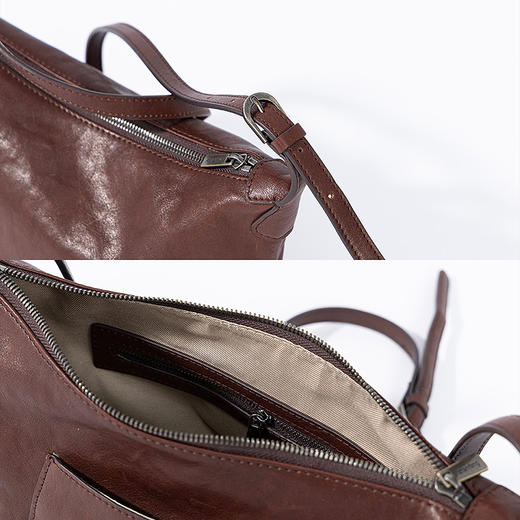 绽放/KSX017朵头层牛皮100%红棕斜挎包女式大容量2025时尚通勤 商品图3