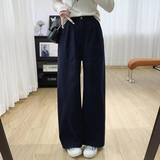 D121629松紧腰宽松慵懒松弛感杨桃裤高腰显瘦加绒阔腿牛仔裤女秋冬 商品图7