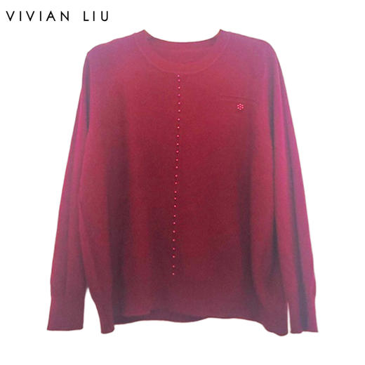 VIVIAN LIU薇薇安刘C2556302秋女装新款时尚圆领钉珠宽松毛衣 商品图0