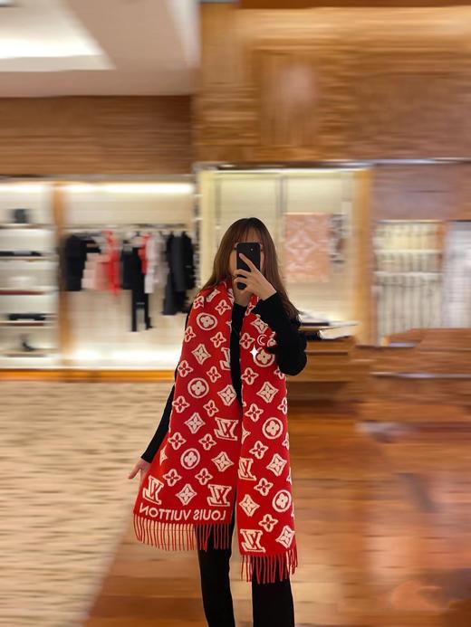 驴家  顶级monogram图案山羊绒羊毛混纺毛字母花卉3D提花长巾披肩（DSX） 商品图12