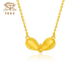 「美好金」麦向幸福古法黄金套链 足金幸福萌芽项链两种戴法锁骨链