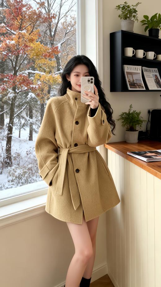 【LEOS VITI赫本风毛呢大衣】添加了羊毛的呢子大衣，上身韩系大女主气场，高级感无需多言🔥秋冬必入气质款~-AJYX 商品图2