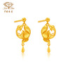 「美好金」莲年有鱼古法黄金耳饰 足金锦鲤莲花荷花耳坠 商品缩略图0