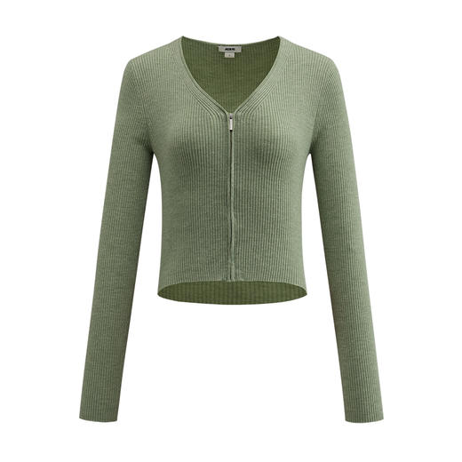 (秋冬新品)【JASON WU】(多色)25年新款高支羊毛V领拉链上衣毛衣短开衫女 商品图5