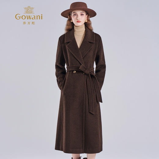 2025乔万尼新品冬100%羊毛复古暖棕鎏金格调系带羊毛大衣ED4A771 商品图1