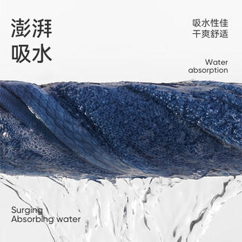 洁玉100g毛巾 A类新疆棉洗脸巾男士3A级抑菌面巾纯棉洗澡巾 2条蓝+灰 商品图4