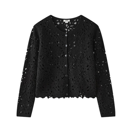 【JASON WU】(多色)秋冬新款花朵镂空手钩花卉设计绵羊毛短上衣针织开衫女 商品图5