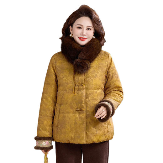 XK 9811加厚保暖冬装妈妈棉衣复古棉服大毛领 商品图3
